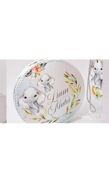 Trusou botez elefant personalizat si brodat Baby Boy Elephant 15